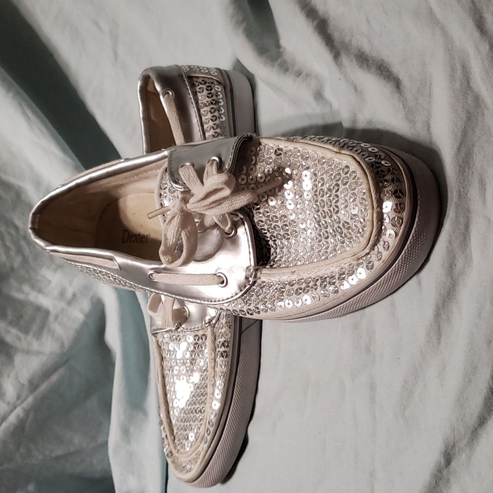 Dexter Brand Silver Sequined Flats Women's Size 11